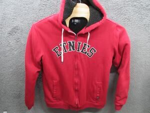 Vintage Y2K ETNIES 86 Men's Large Full Zip Sherpa Lined Red Hoodie